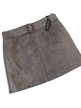 Blank NYC Gray High Altitude Suede Leather Belted Skirt Size 30 Med/Large NWT